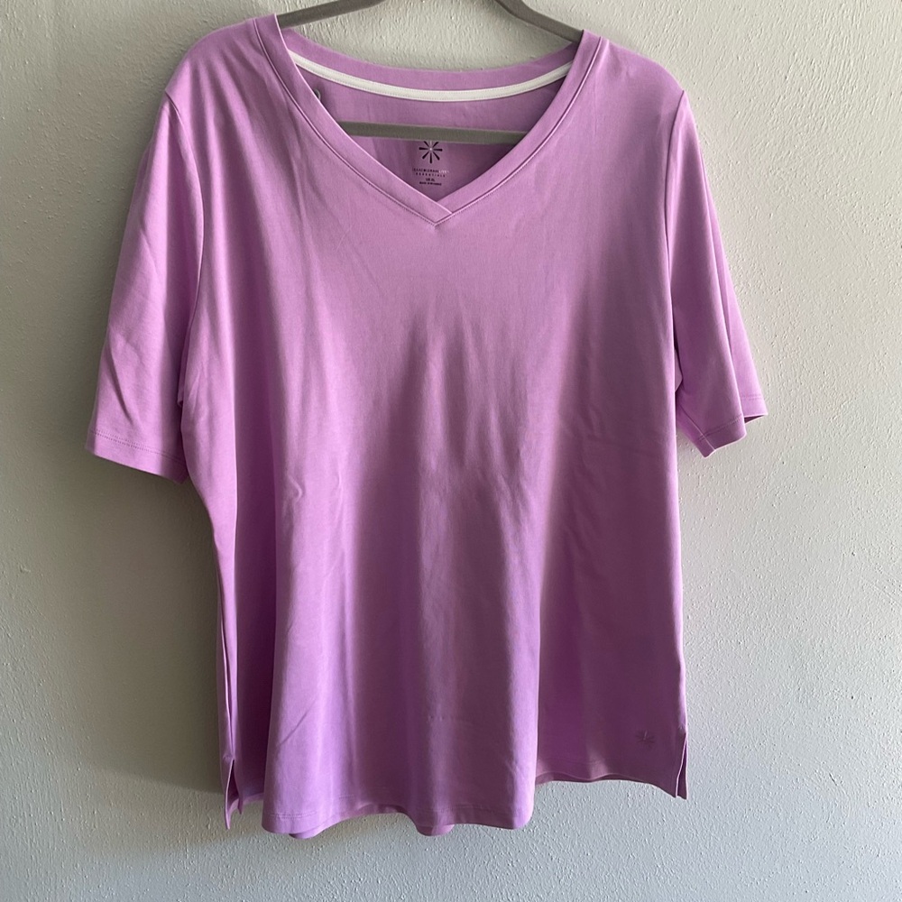 Isaac Mizrahi Lilac V-Neck Short Sleeve Top
